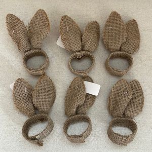 Pier 1 Burlap bunny napkin rings- NWT